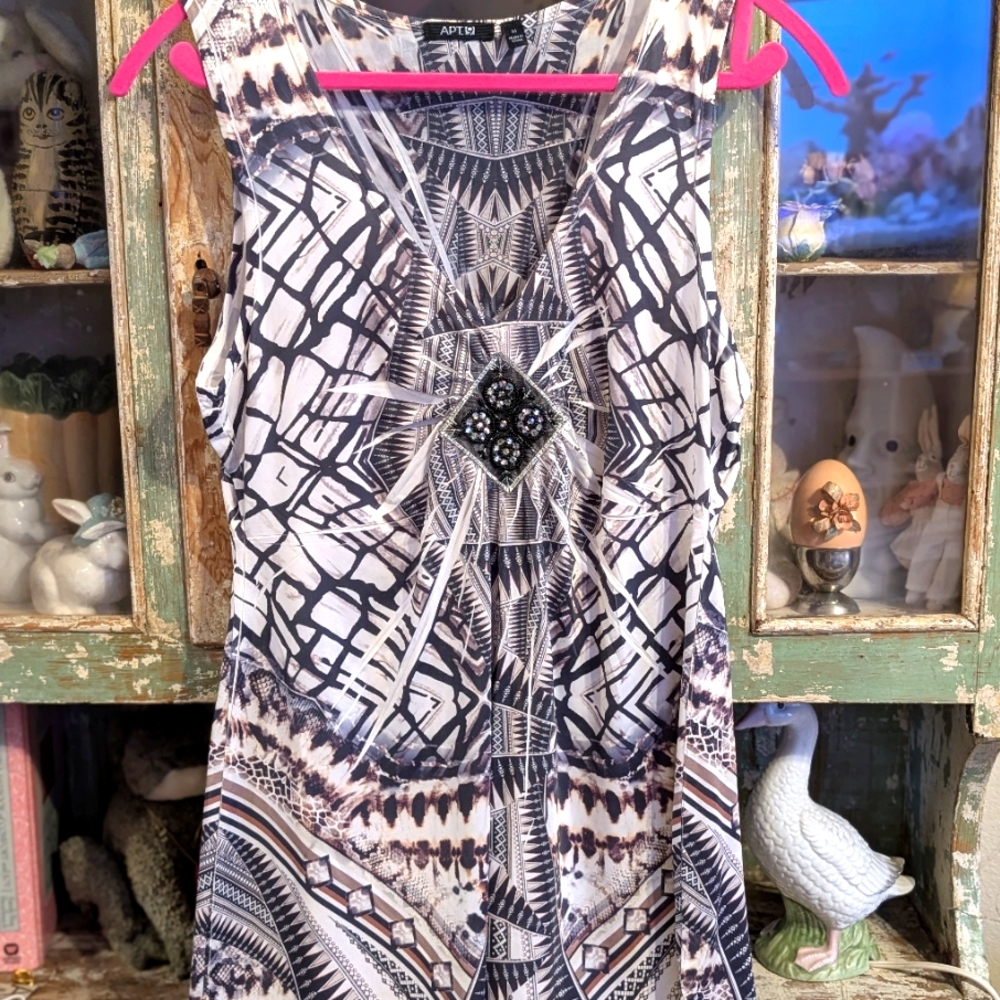 Apt. 9 Black and White Sleeveless Sheath Dress